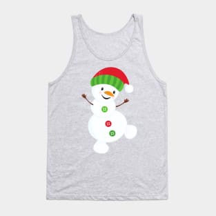 Christmas Snowman, Buttons, Hat, Carrot Nose, Xmas Tank Top